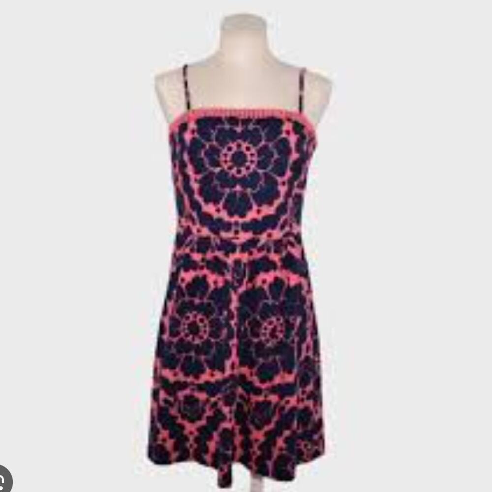 Boden Floral Printed Day Dress Navy and Pink 10P